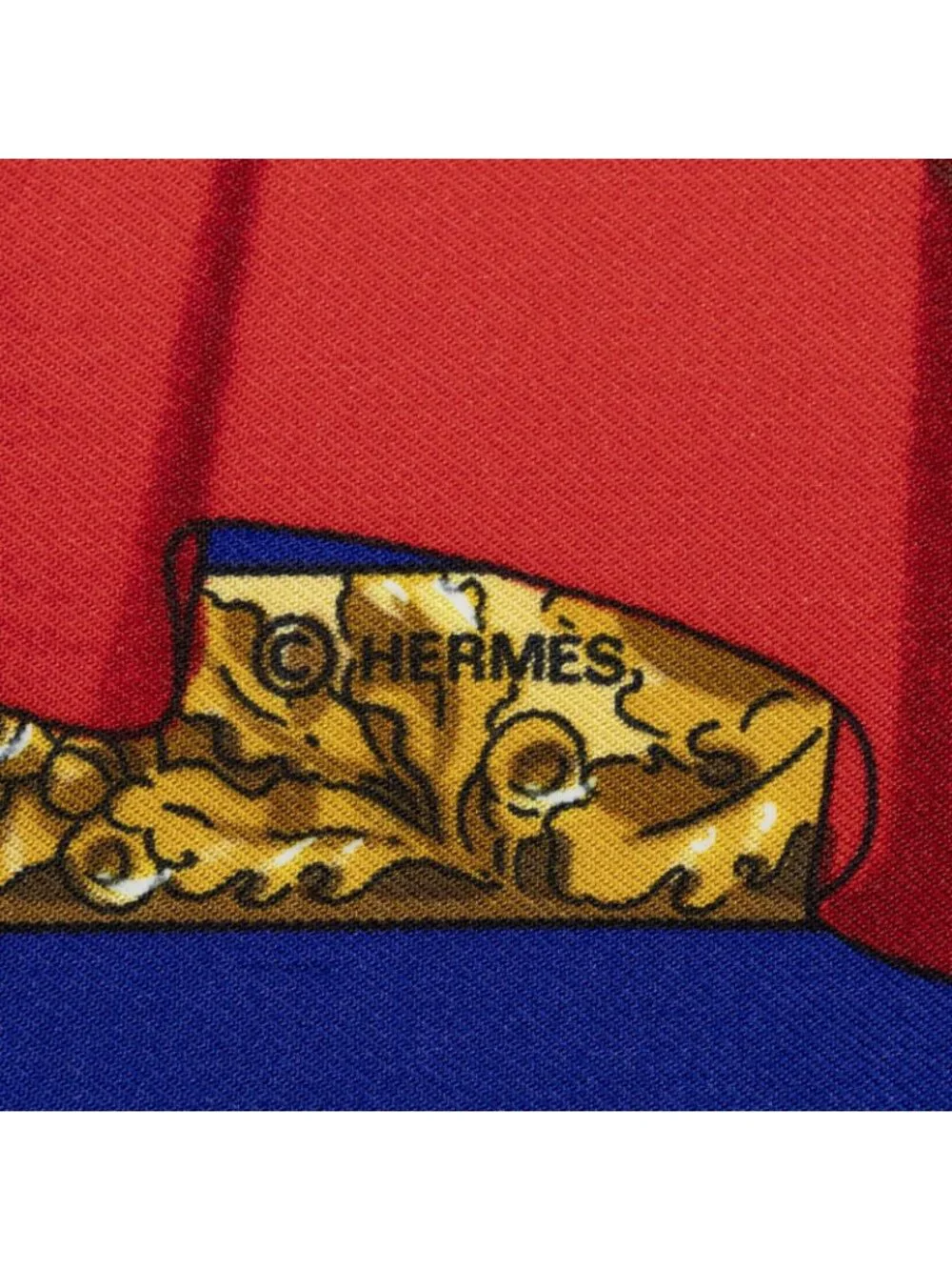 Hermes Scarf Blue Red Twill Silk